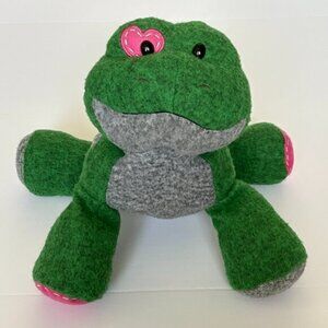 Aurora Green Gray Frog Plush 14 In Patchwork Felt Stuffed Animal Floppy Pricilla